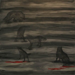 חלום זאבים, אקריליק על בד 140X140 ס"מ. 2011